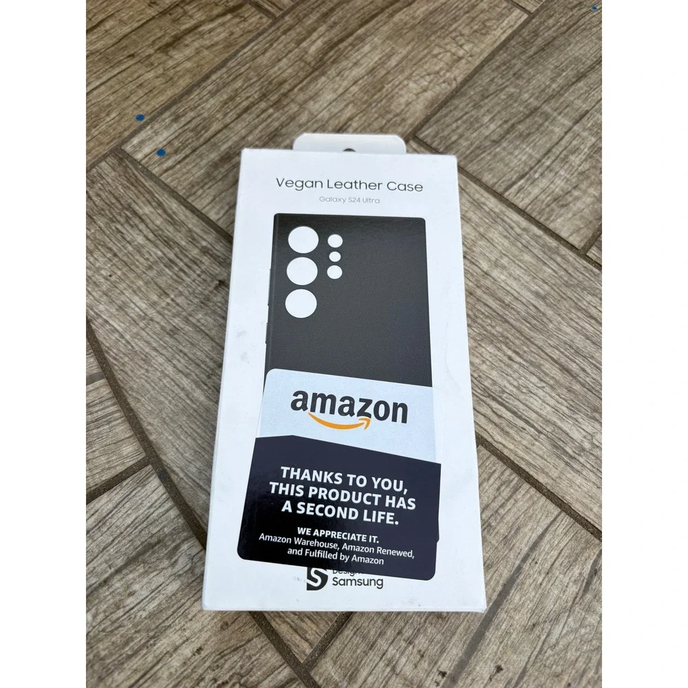 Vegan Leather‎ Black Phone Case for Samsung Galaxy S24 Ultra